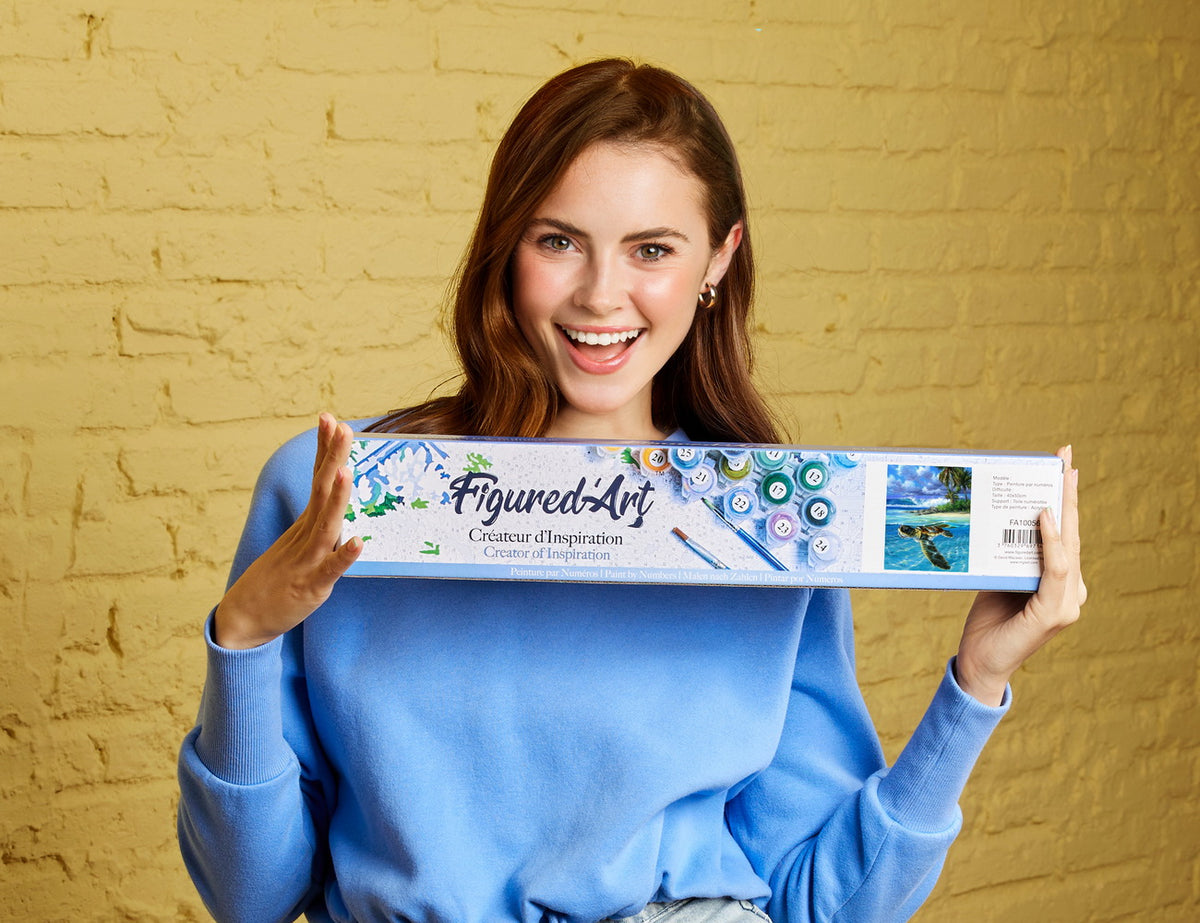 Malen nach Zahlen 40x50cm ohne Keilrahmen Figured’Art Entspannte Schildkröte - Kidis Art