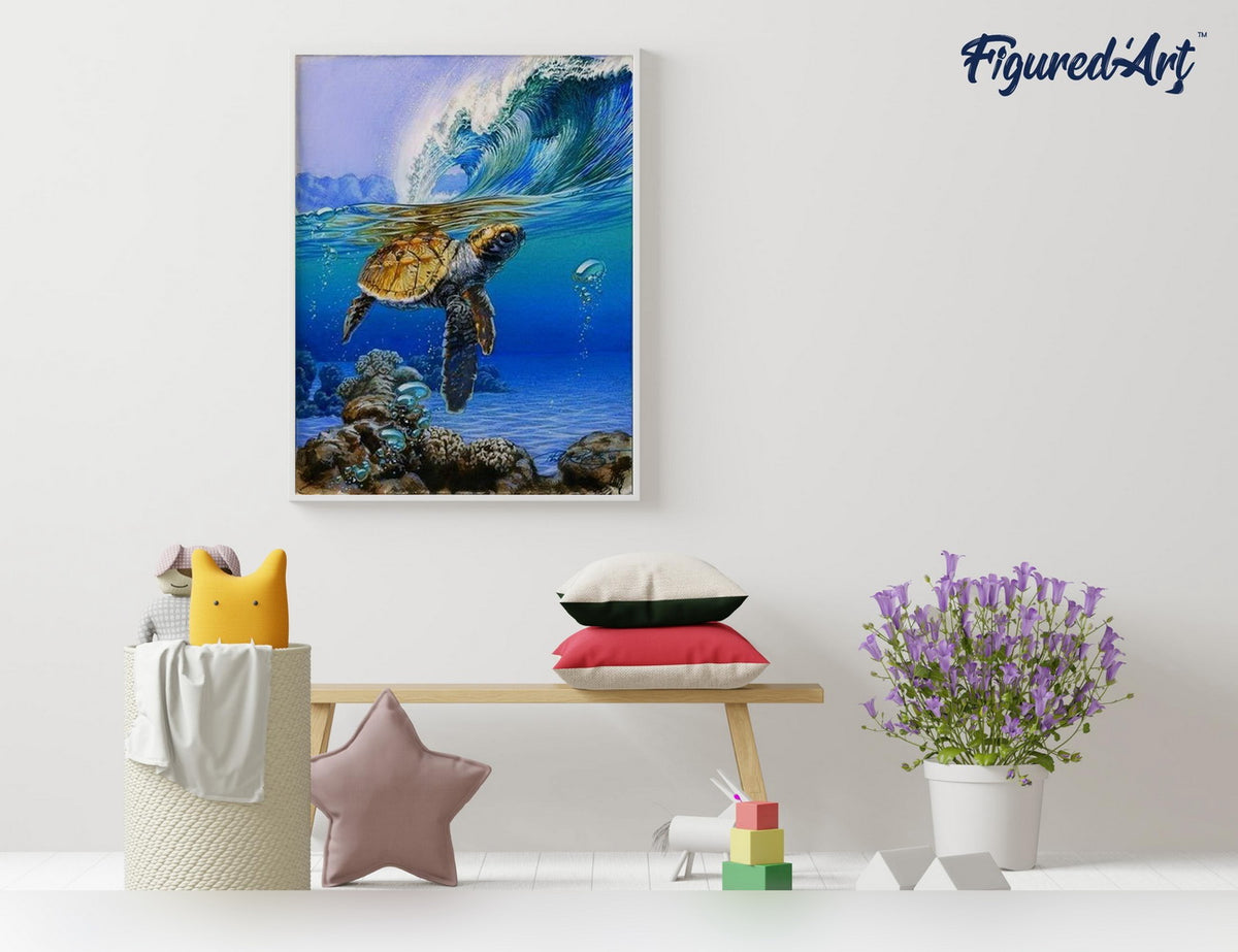 Malen nach Zahlen 40x50cm ohne Keilrahmen Figured’Art Wasserschildkröte - Kidis Art