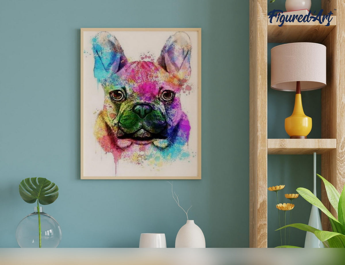 Malen nach Zahlen 40x50cm ohne Keilrahmen Figured’Art Schöner bunter Hund - Kidis Art