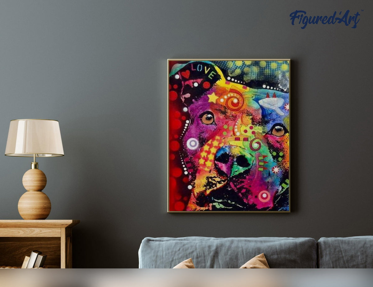 Malen nach Zahlen 40x50cm ohne Keilrahmen Figured’Art Bunter Hund abstrakt - Kidis Art