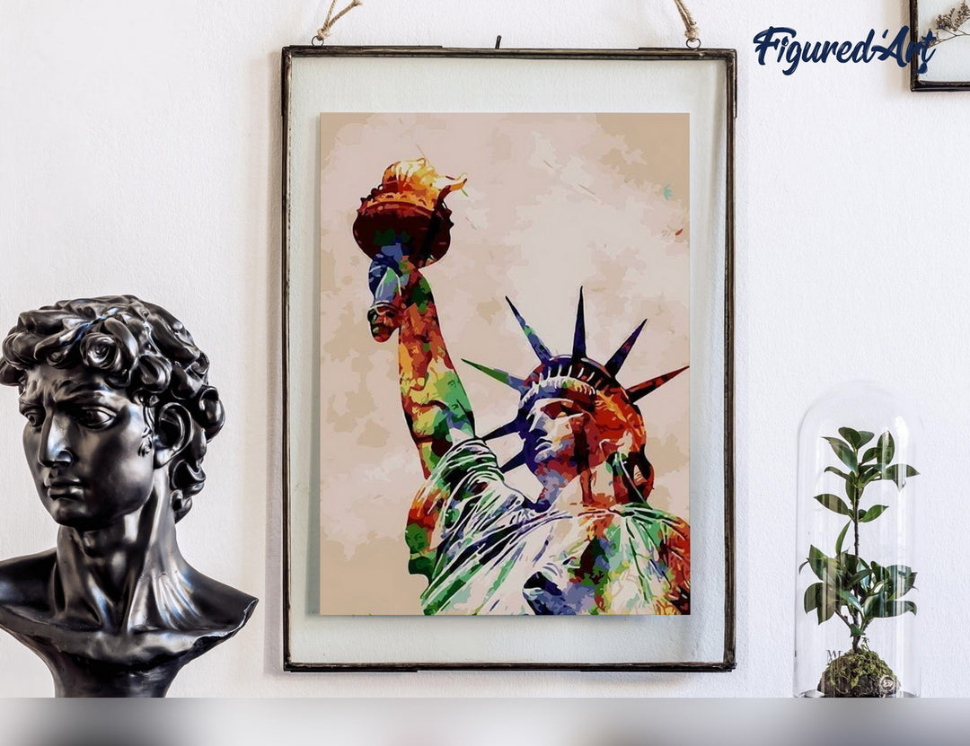 Malen nach Zahlen 40x50cm ohne Keilrahmen Figured’Art Freiheitsstatue - Kidis Art