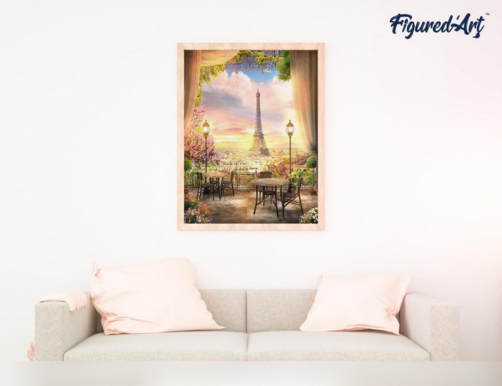 Malen nach Zahlen 40x50cm ohne Keilrahmen Figured’Art Romantische Landschaft in Paris