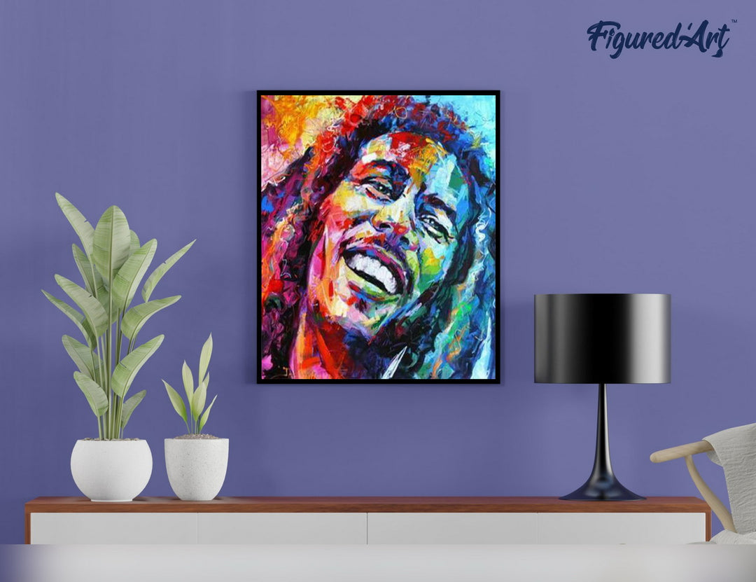 Malen nach Zahlen 40x50cm ohne Keilrahmen Figured’Art Bob Marley Aquarell - Kidis Art