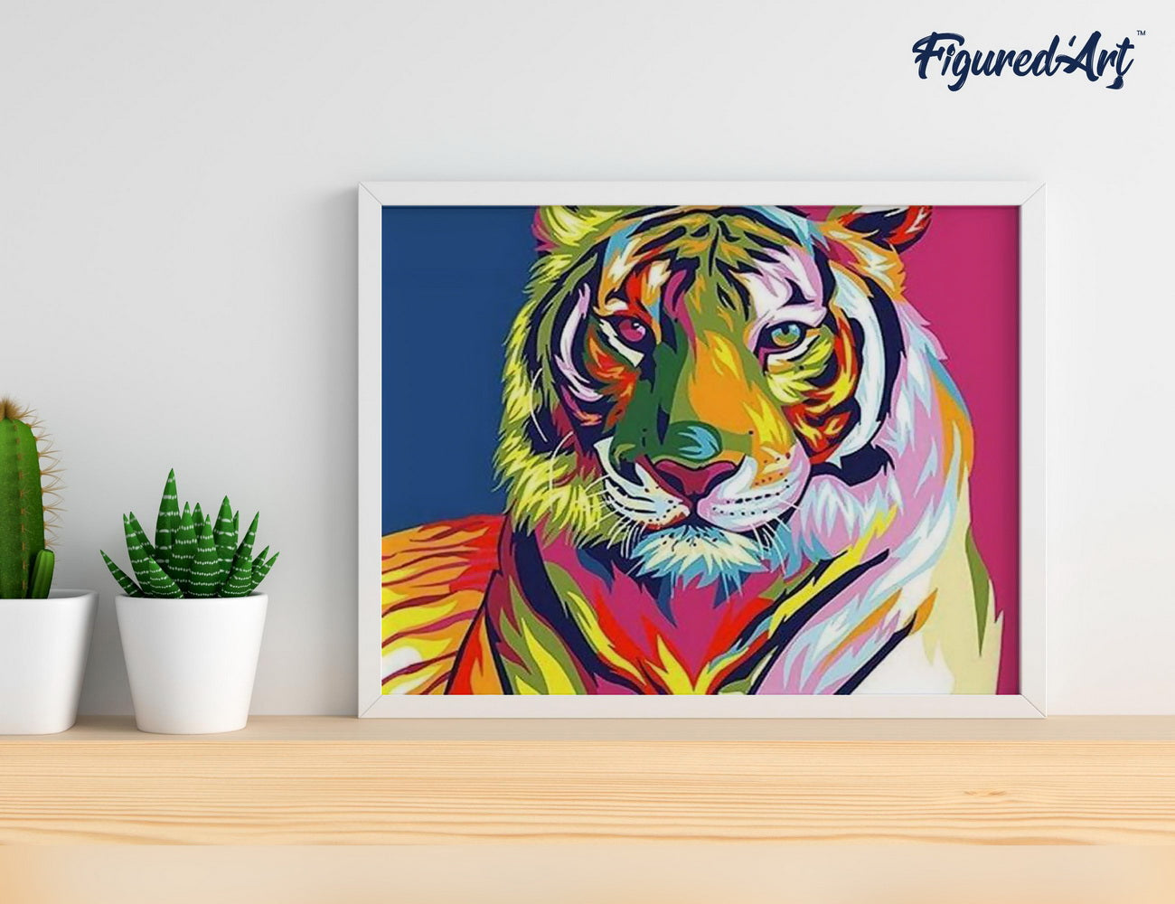 Malen nach Zahlen 40x50cm ohne Keilrahmen Figured’Art Tiger Pop Art 2 - Kidis Art