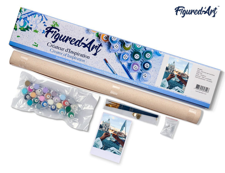 Malen nach Zahlen 40x50cm ohne Keilrahmen Figured’Art Anstossen am Fluss - Kidis Art