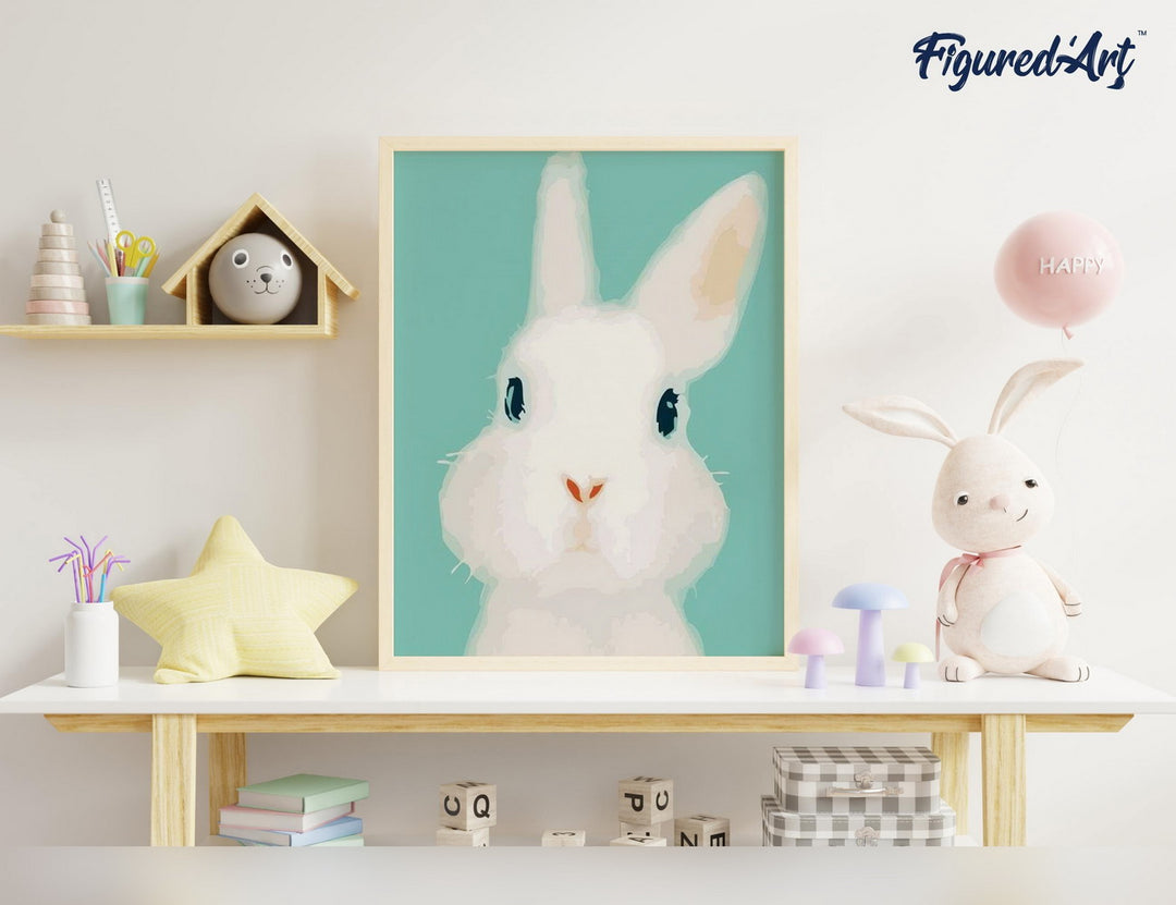 Malen nach Zahlen 40x50cm ohne Keilrahmen Figured’Art Weisses Kaninchen