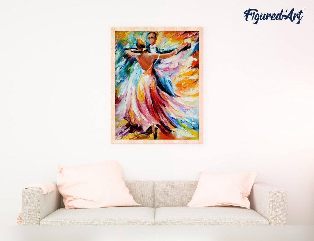 Malen nach Zahlen 40x50cm ohne Keilrahmen Figured’Art Buntes tanzendes Paar - Kidis Art