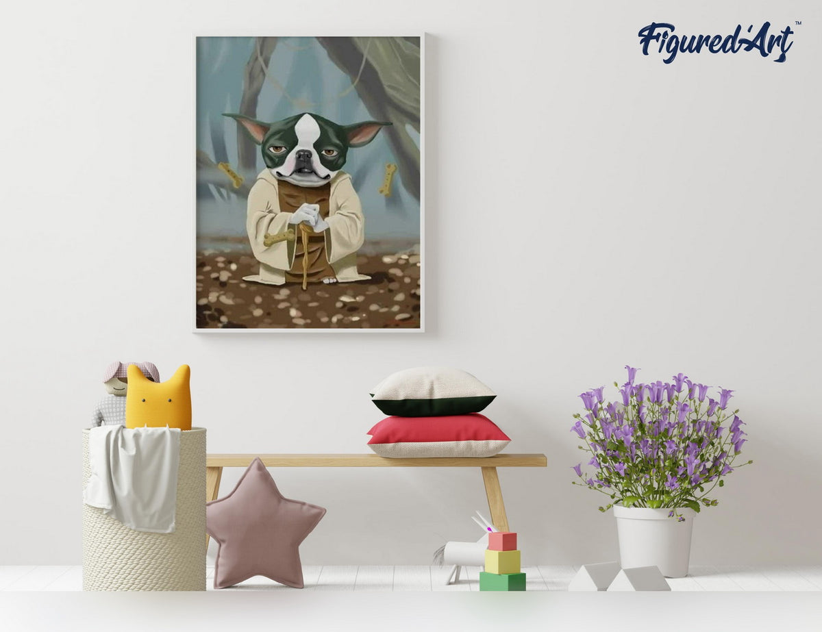 Malen nach Zahlen 40x50cm ohne Keilrahmen Figured’Art Hund Yoda - Kidis Art