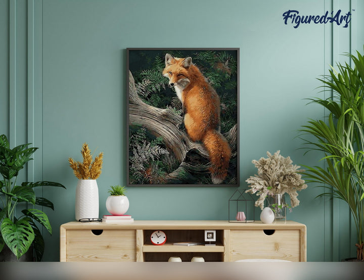 Malen nach Zahlen 40x50cm ohne Keilrahmen Figured’Art Fuchs im Wald