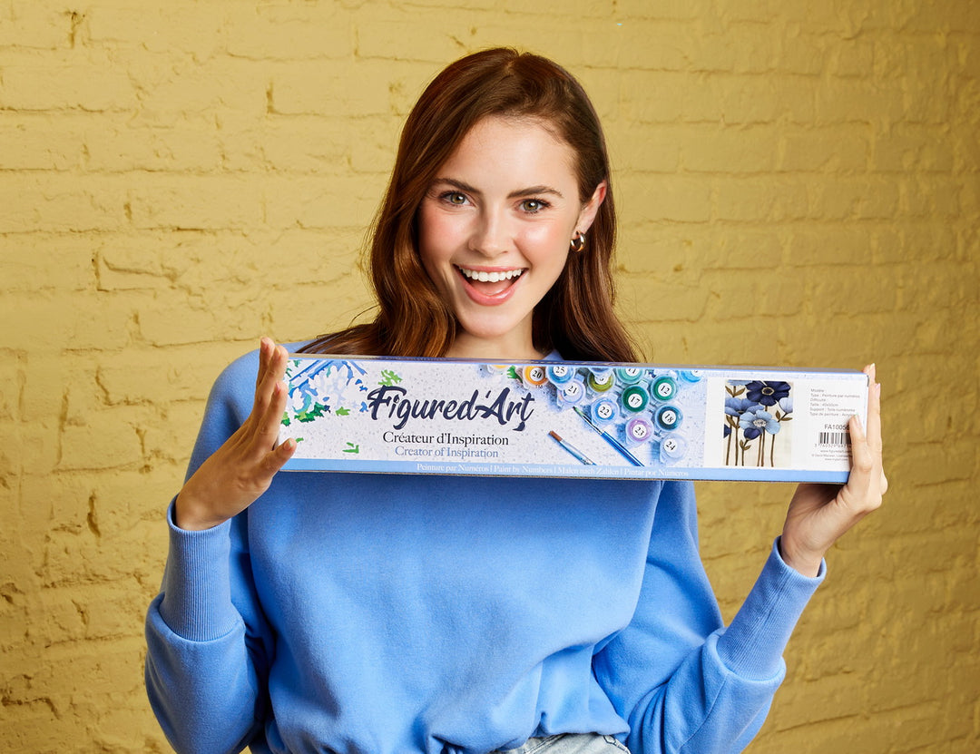 Malen nach Zahlen 40x50cm ohne Keilrahmen Figured’Art Blaue Blüten