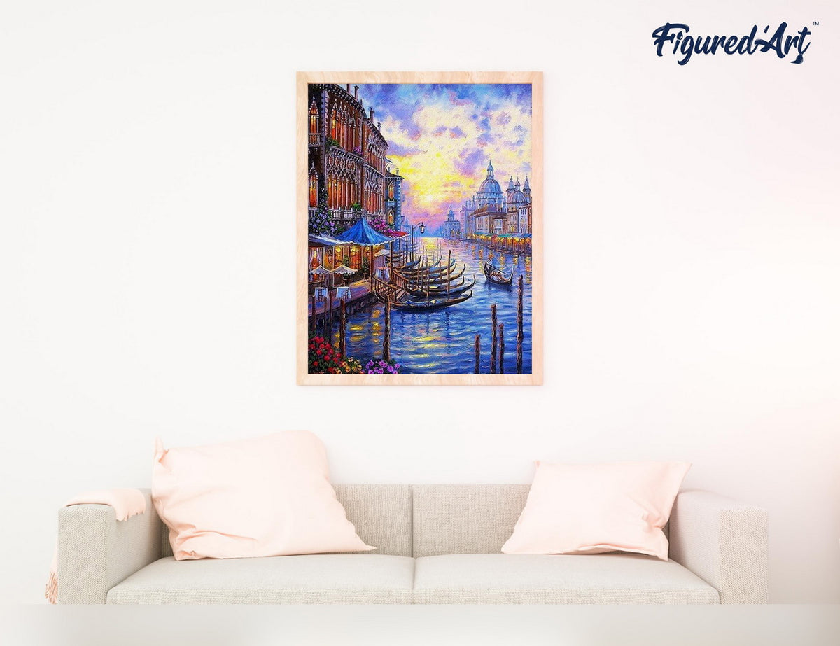 Malen nach Zahlen 40x50cm auf Keilrahmen gespannt Figured’Art Der Grosse Kanal in Venedig - Kidis Art