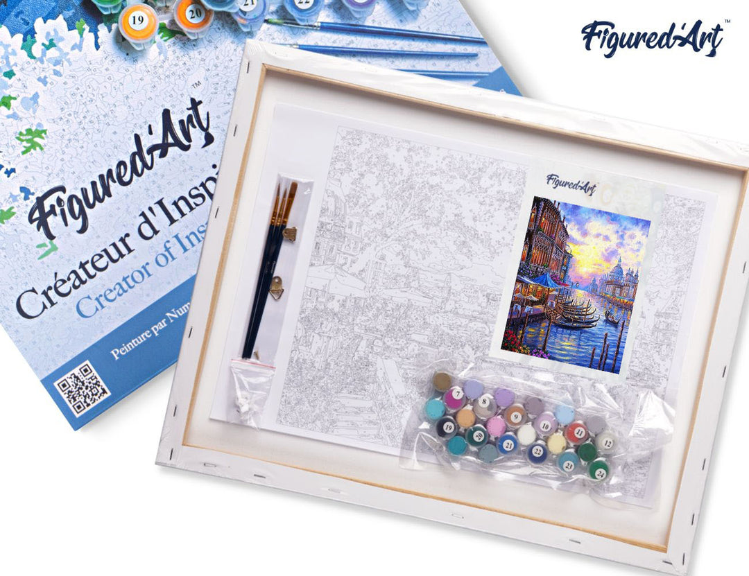 Malen nach Zahlen 40x50cm auf Keilrahmen gespannt Figured’Art Der Grosse Kanal in Venedig