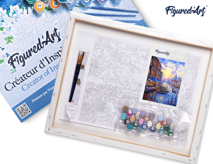 Malen nach Zahlen 40x50cm auf Keilrahmen gespannt Figured’Art Der Grosse Kanal in Venedig