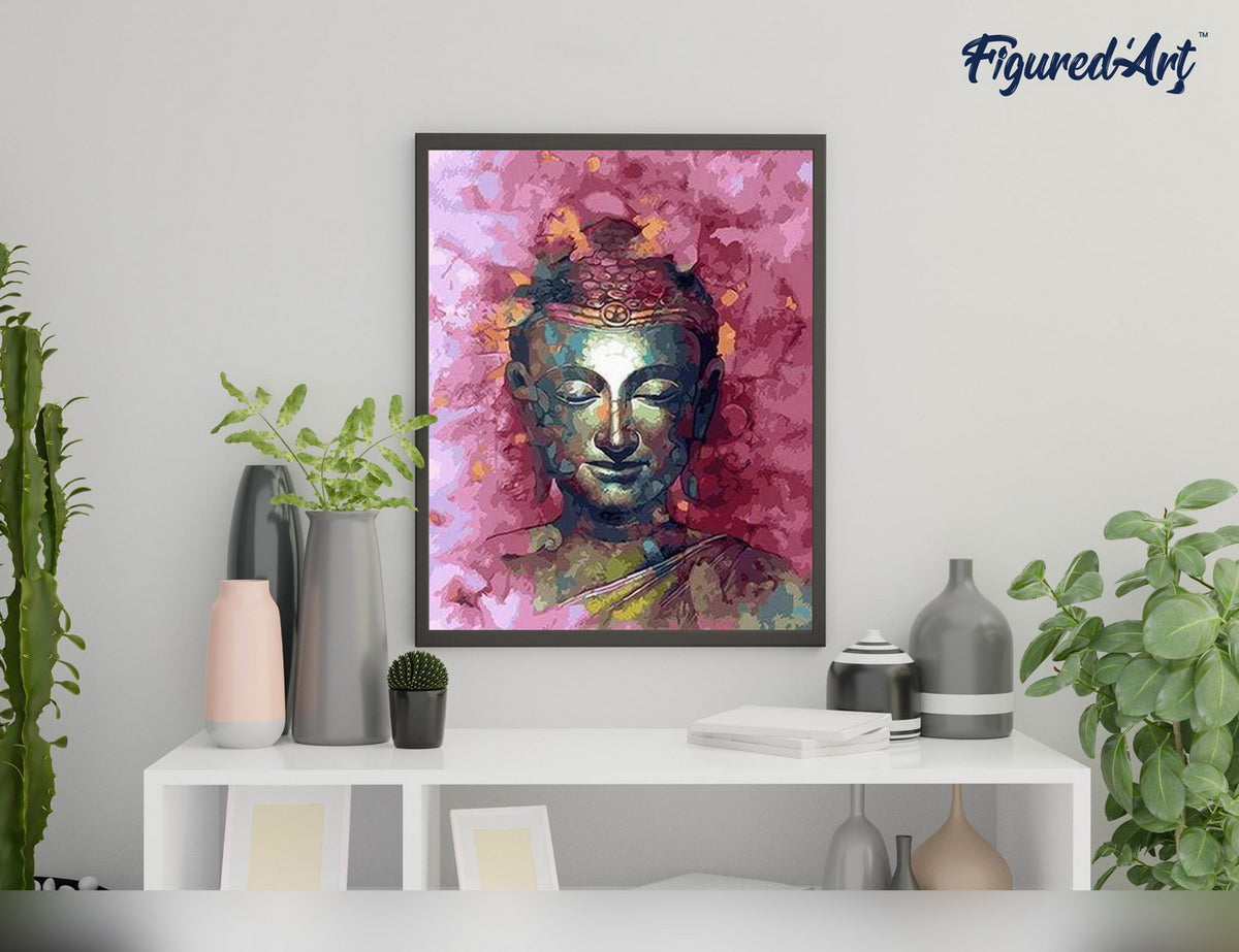 Malen nach Zahlen 40x50cm auf Keilrahmen gespannt Figured’Art Wertvoller Buddha - Kidis Art