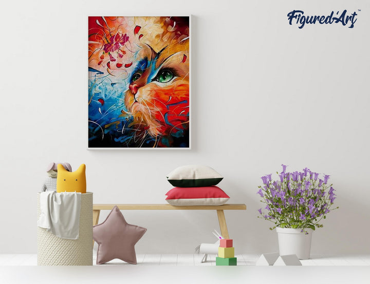 Malen nach Zahlen 40x50cm ohne Keilrahmen Figured’Art Farbige Katze - Kidis Art