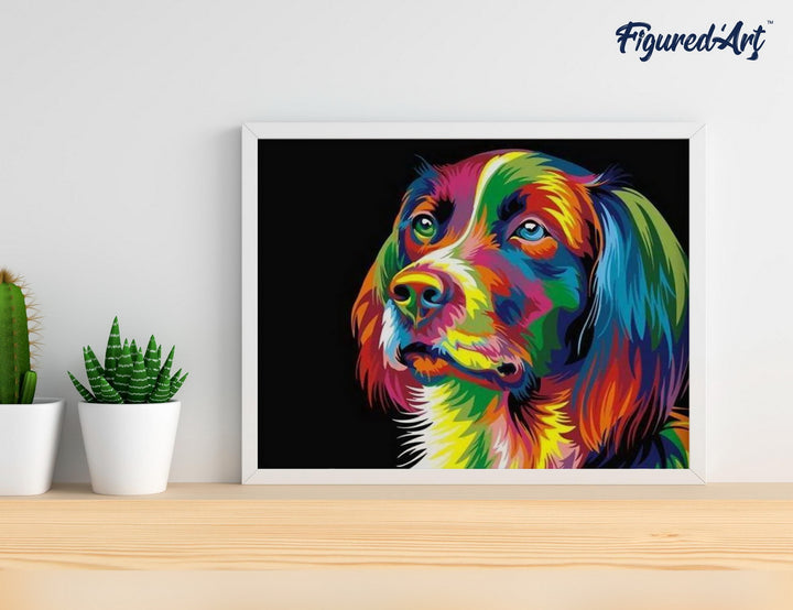 Malen nach Zahlen 40x50cm ohne Keilrahmen Figured’Art Hund Pop Art