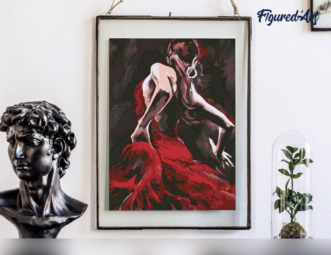 Malen nach Zahlen 40x50cm ohne Keilrahmen Figured’Art Flamenco Tänzerin