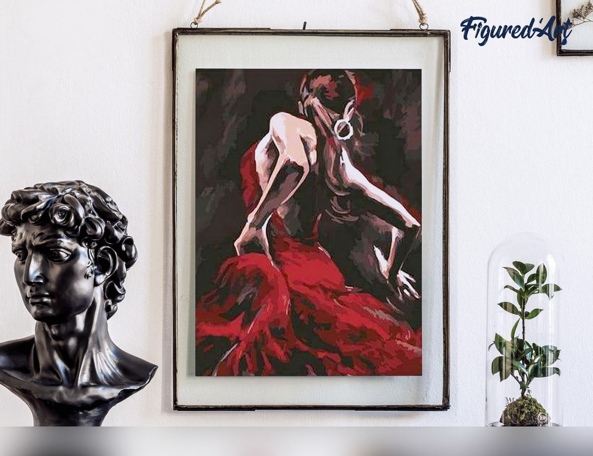 Malen nach Zahlen 40x50cm ohne Keilrahmen Figured’Art Flamenco Tänzerin - Kidis Art