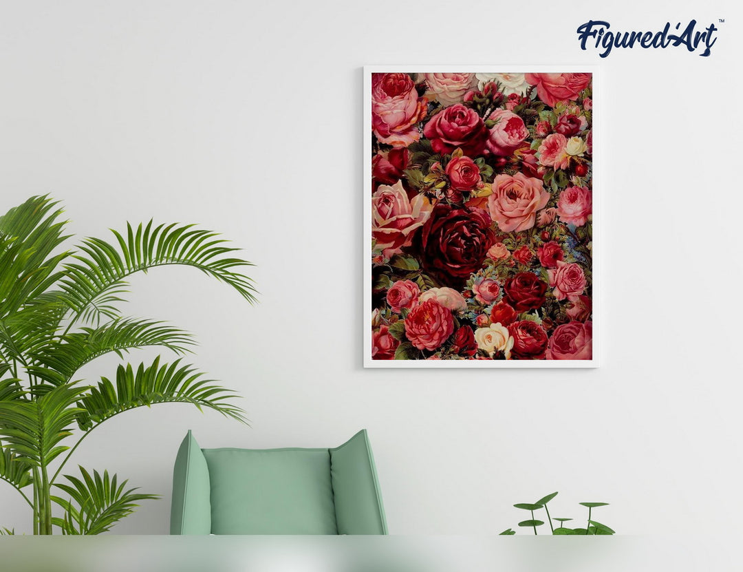 Malen nach Zahlen 40x50cm ohne Keilrahmen Figured’Art Romantische Blumen