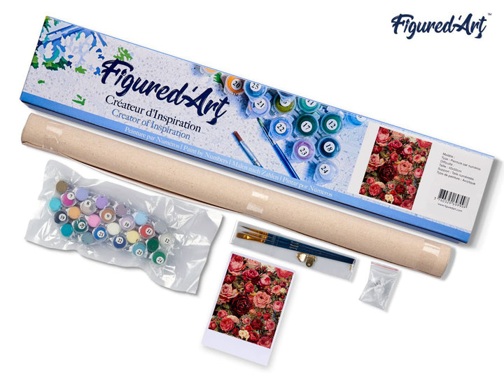 Malen nach Zahlen 40x50cm ohne Keilrahmen Figured’Art Romantische Blumen