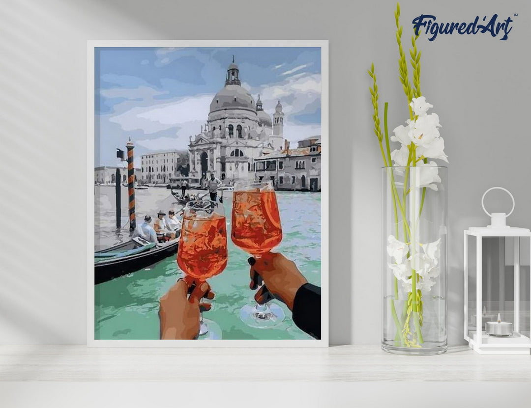Malen nach Zahlen 40x50cm ohne Keilrahmen Figured’Art Prost in Venedig