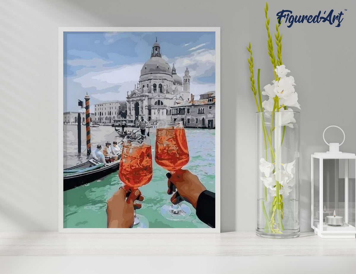 Malen nach Zahlen 40x50cm ohne Keilrahmen Figured’Art Prost in Venedig - Kidis Art