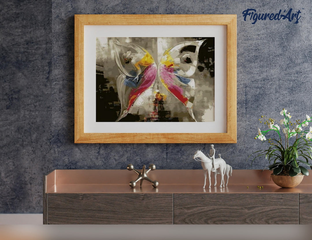 Malen nach Zahlen 40x50cm ohne Keilrahmen Figured’Art Bunter Schmetterling abstrakt - Kidis Art