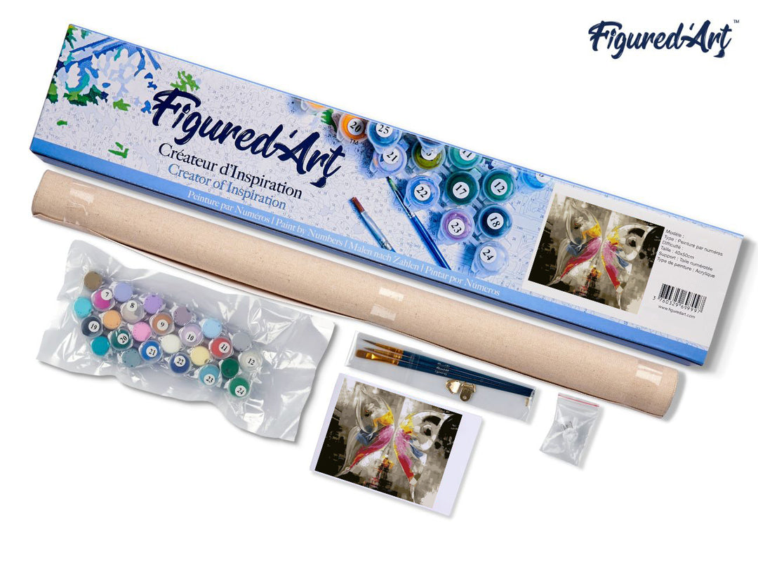 Malen nach Zahlen 40x50cm ohne Keilrahmen Figured’Art Bunter Schmetterling abstrakt - Kidis Art