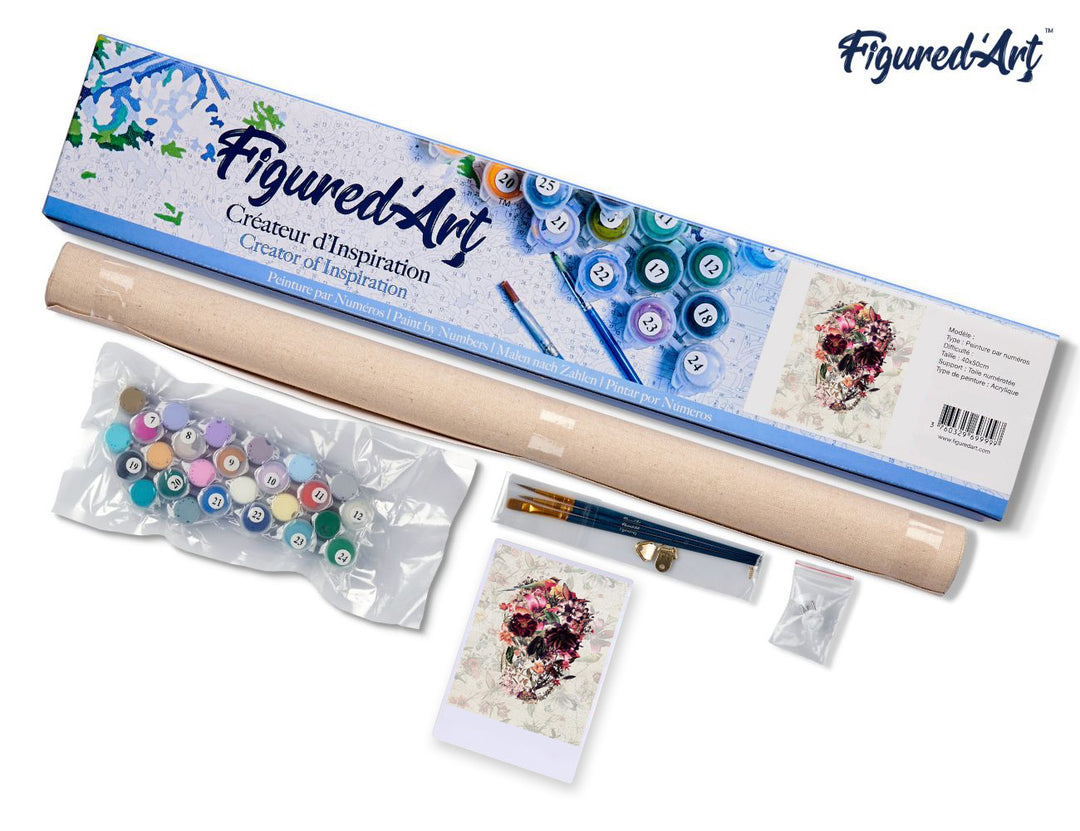 Malen nach Zahlen 40x50cm ohne Keilrahmen Figured’Art Verzierter Schädel