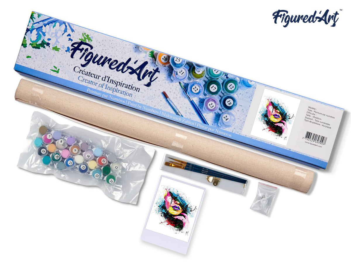 Malen nach Zahlen 40x50cm ohne Keilrahmen Figured’Art Weibliches Gesicht - Kidis Art