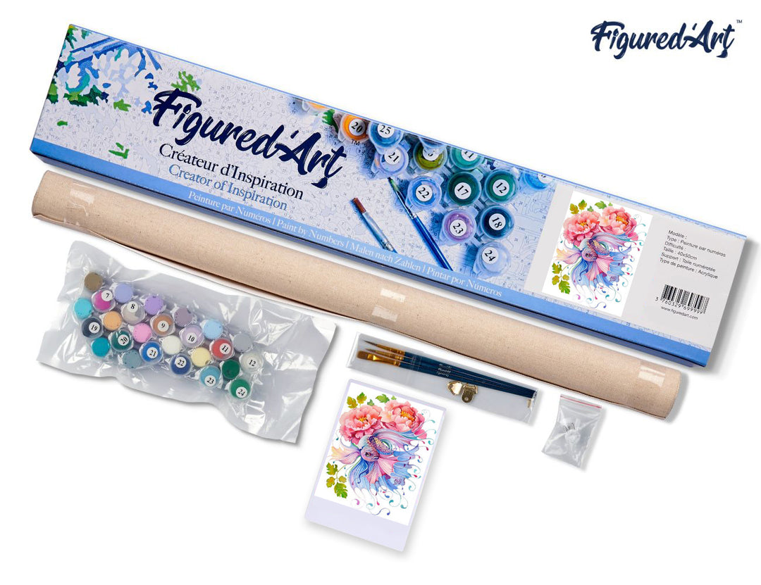 Malen nach Zahlen 40x50cm ohne Keilrahmen Figured’Art Blumen und Fische