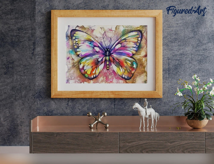 Malen nach Zahlen 40x50cm ohne Keilrahmen Figured’Art Bunter Schmetterling - Kidis Art