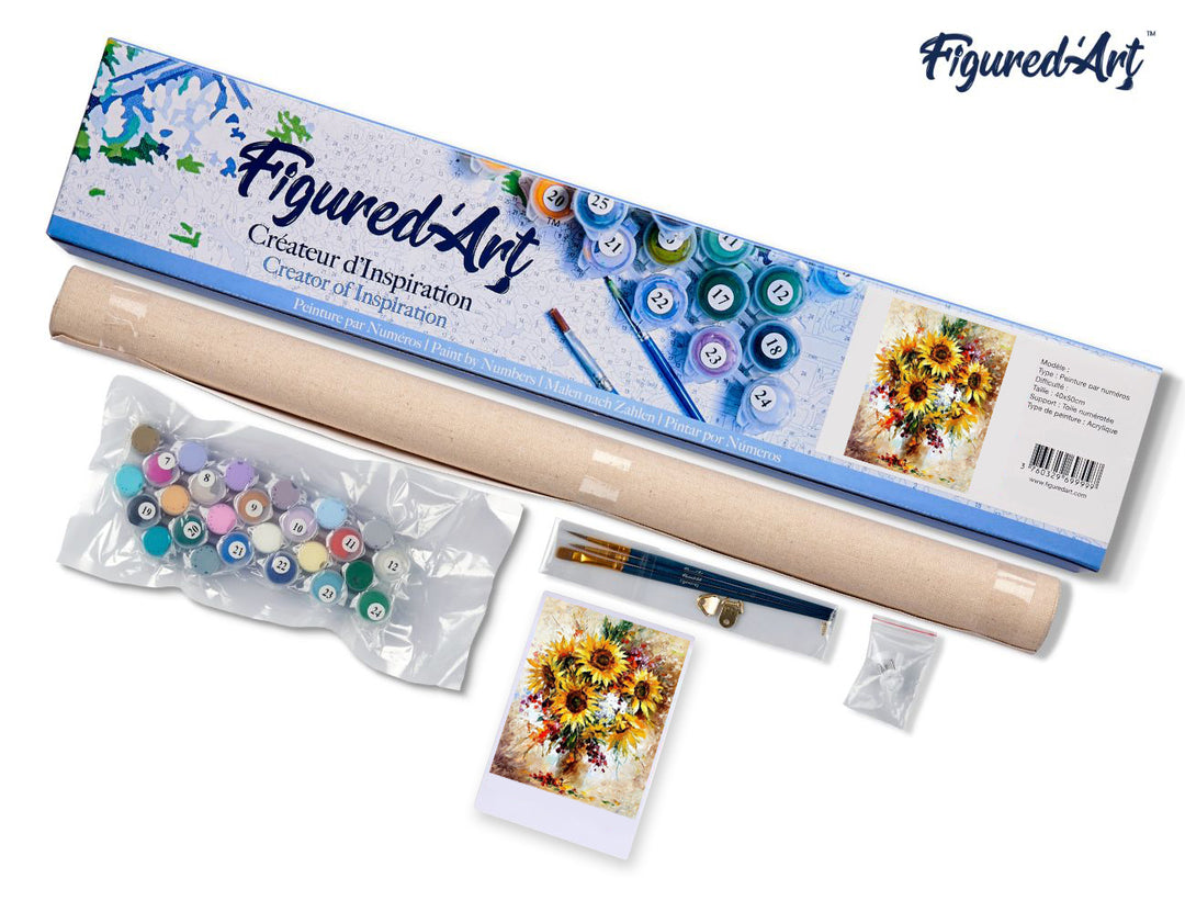 Malen nach Zahlen 40x50cm ohne Keilrahmen Figured’Art Schöne Sonnenblumen