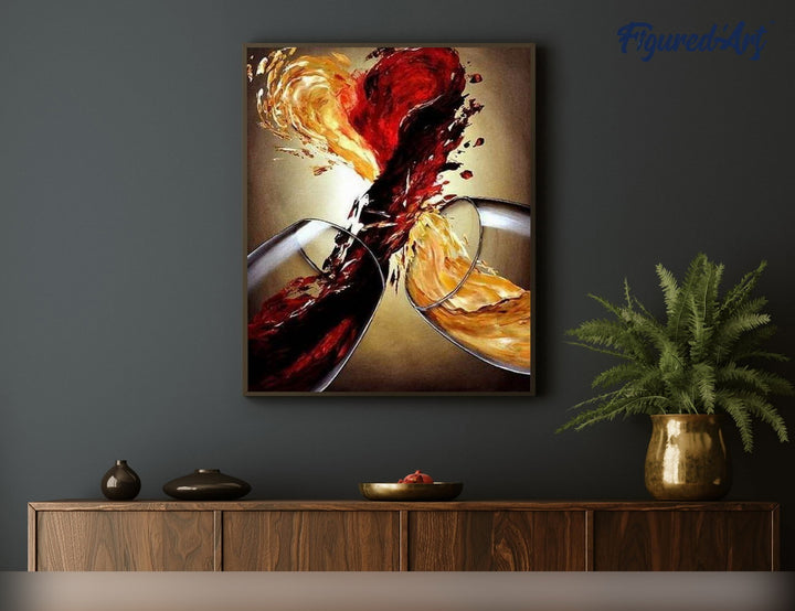 Malen nach Zahlen 40x50cm ohne Keilrahmen Figured’Art Rot- und Weisswein