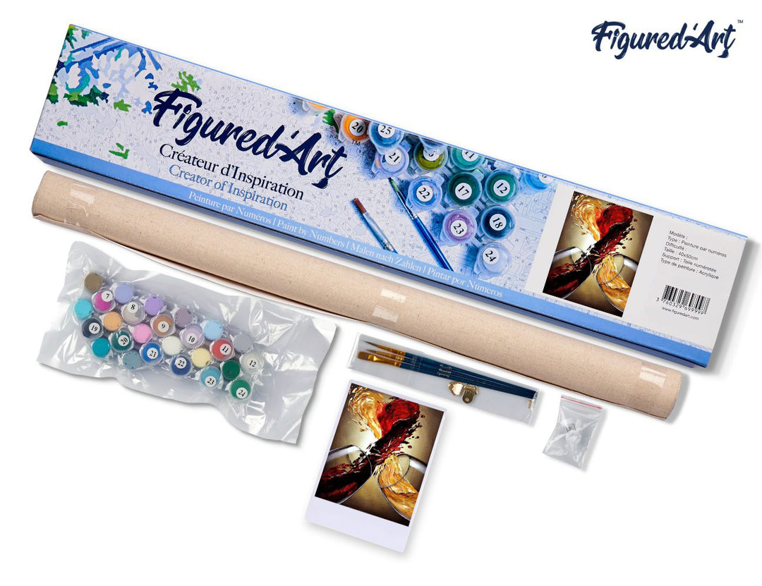 Malen nach Zahlen 40x50cm ohne Keilrahmen Figured’Art Rot- und Weisswein