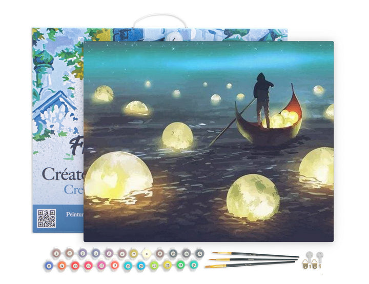 Figured'Art Malen Nach Zahlen Komplett-Set Lichter Auf Dem See 40x50 cm Auf Keilrahmen - Kidis Art