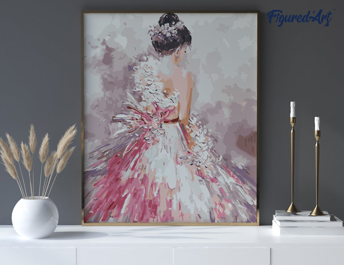 Malen nach Zahlen 40x50cm auf Keilrahmen gespannt Figured’Art Hübsche Frau von hinten - Kidis Art