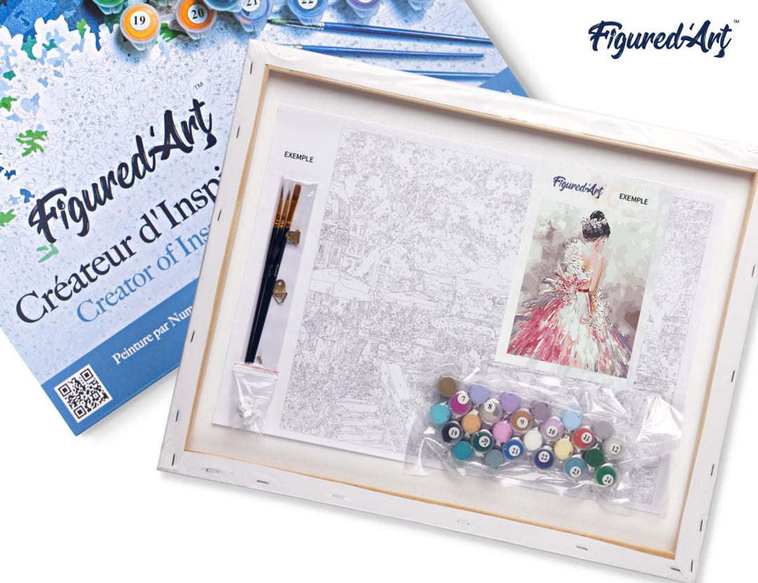 Malen nach Zahlen 40x50cm auf Keilrahmen gespannt Figured’Art Hübsche Frau von hinten