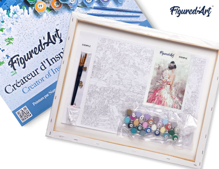 Malen nach Zahlen 40x50cm auf Keilrahmen gespannt Figured’Art Hübsche Frau von hinten