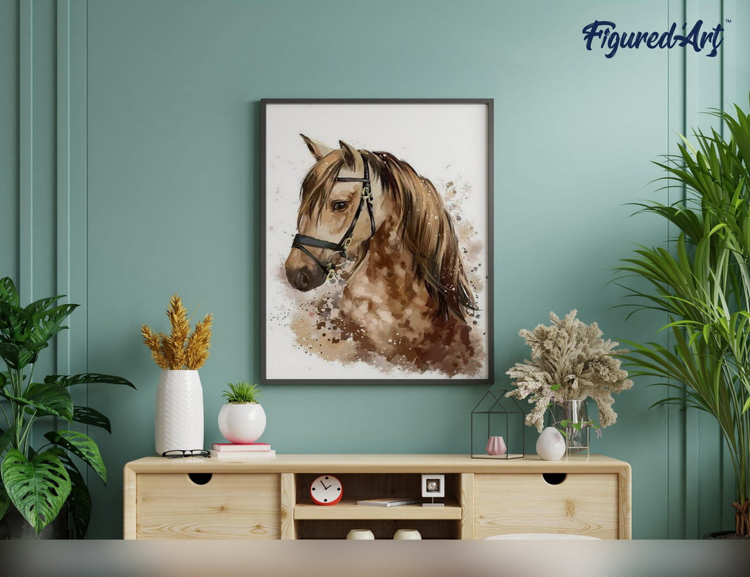 Malen nach Zahlen 40x50cm ohne Keilrahmen Figured’Art Braunes Pferd - Kidis Art
