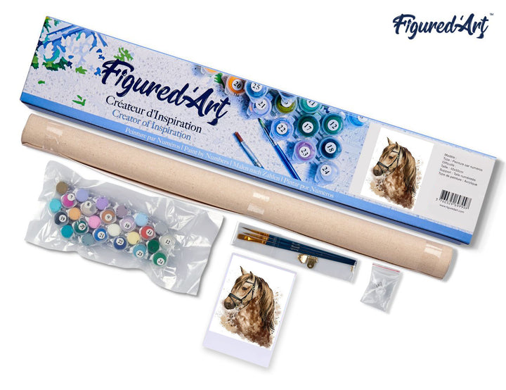 Malen nach Zahlen 40x50cm ohne Keilrahmen Figured’Art Braunes Pferd - Kidis Art