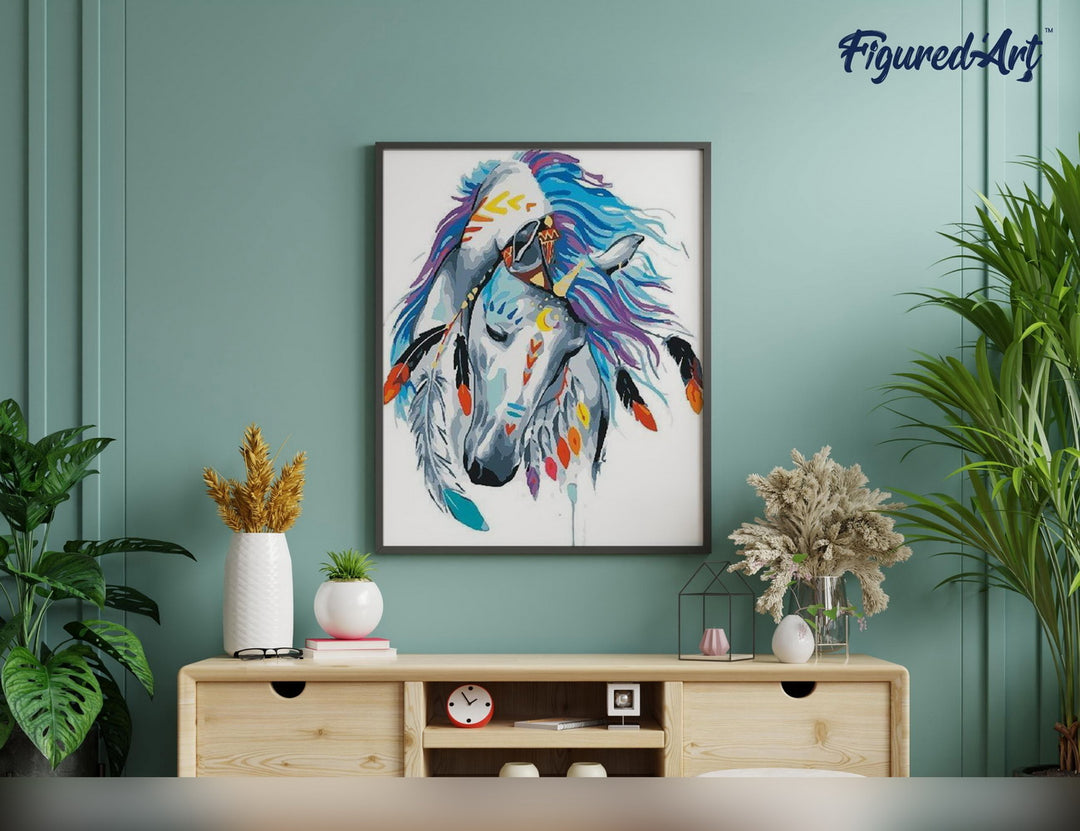 Malen nach Zahlen 40x50cm ohne Keilrahmen Figured’Art Pferd der Feier