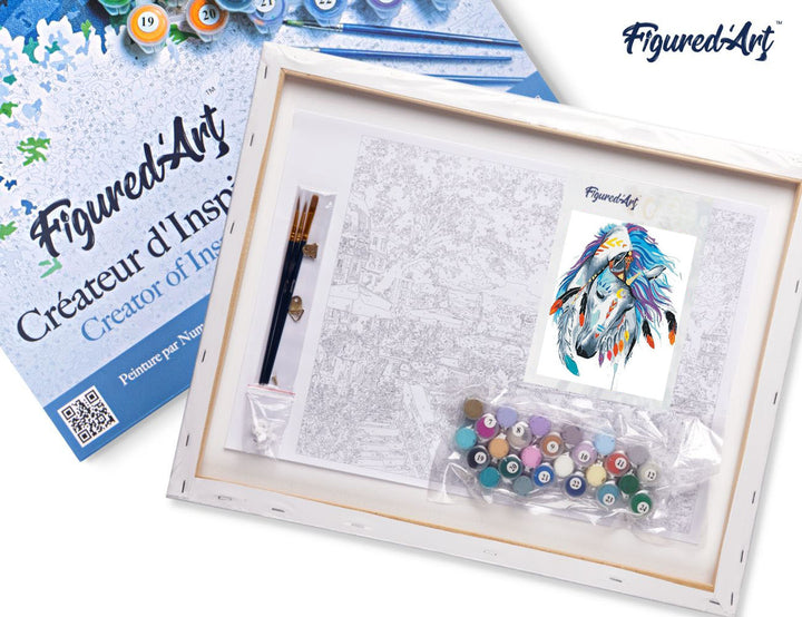 Malen nach Zahlen 40x50cm auf Keilrahmen gespannt Figured’Art Pferd der Feier