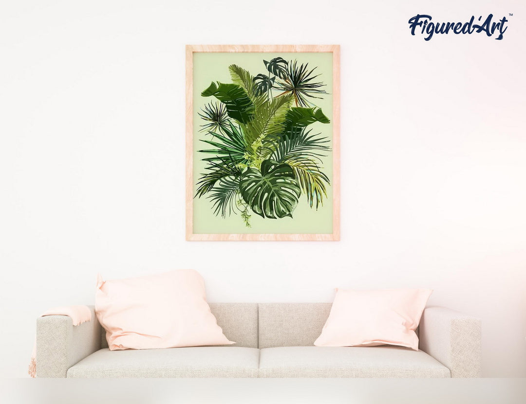 Malen nach Zahlen 40x50cm ohne Keilrahmen Figured’Art Grüne Blätter