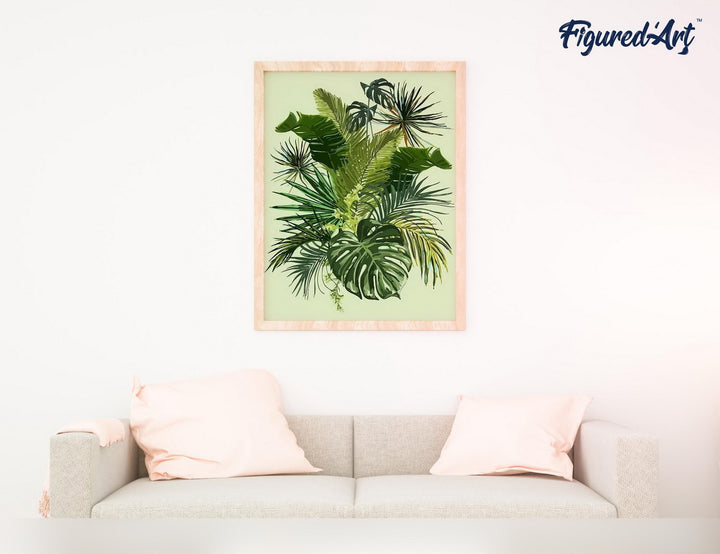 Malen nach Zahlen 40x50cm ohne Keilrahmen Figured’Art Grüne Blätter