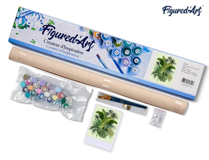 Malen nach Zahlen 40x50cm ohne Keilrahmen Figured’Art Grüne Blätter