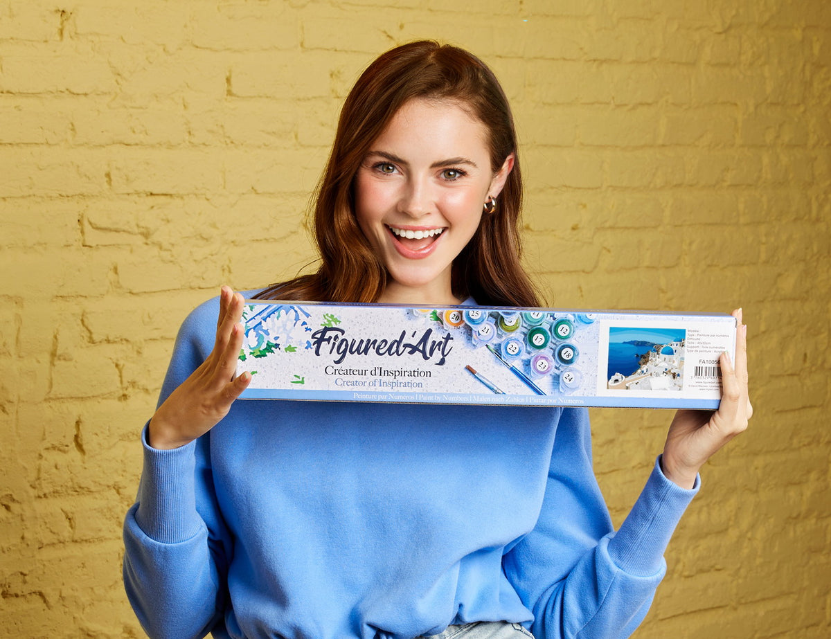 Malen nach Zahlen 40x50cm ohne Keilrahmen Figured’Art Griechisches Dorf - Kidis Art
