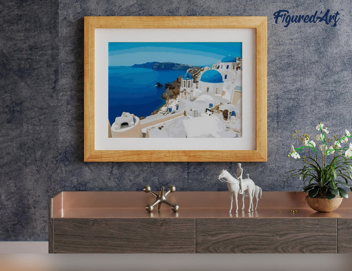 Malen nach Zahlen 40x50cm ohne Keilrahmen Figured’Art Griechisches Dorf