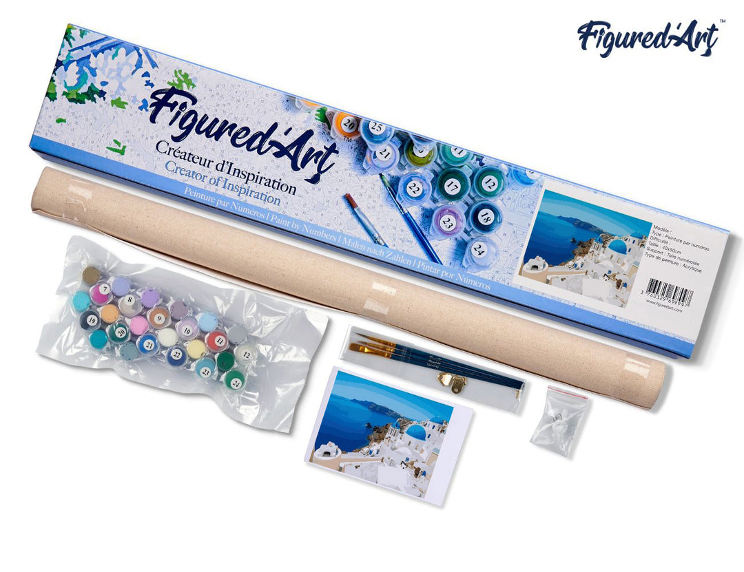 Malen nach Zahlen 40x50cm ohne Keilrahmen Figured’Art Griechisches Dorf