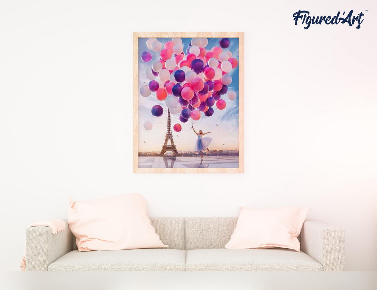 Malen nach Zahlen 40x50cm ohne Keilrahmen Figured’Art Luftballons in Paris - Kidis Art